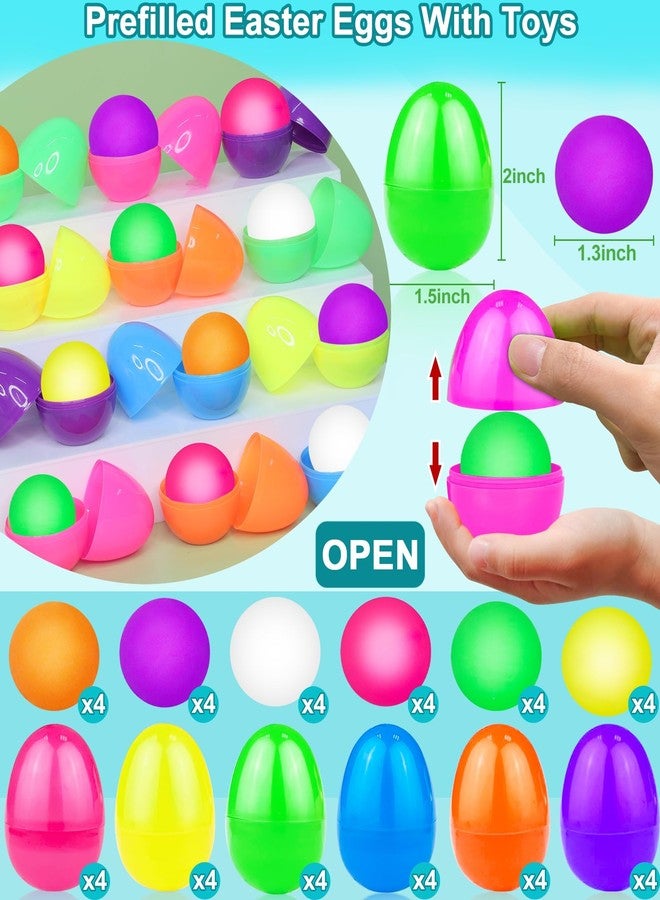 AMENON 24 Pack Prefilled Easter Eggs with 33mm Bouncy Balls, Easter Basket Essential Filled 6 Colors Glow in The Dark High Bouncing Balls Easter Toys for Kids Easter Eggs Hunt Fillers Game Prize Party Favors - Image 3